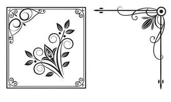 two black and white decorative frames with flowers vector