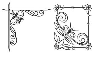 two decorative frames with flowers and leaves vector