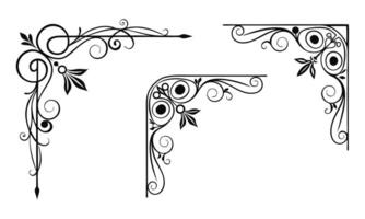 four decorative corner frames with swirls and leaves vector