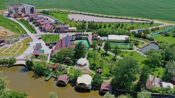 Suburb luxury complex. Aerial view of typical resort complex in suburban video
