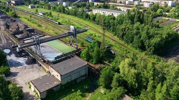 Aerial View Container Freight Train. Freight train passing to distance at line railway video