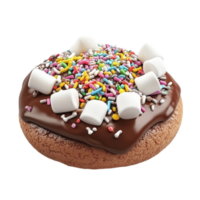 Chocolate Donut with Sprinkles and Marshmallows png