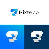 P technology company logo design design vector