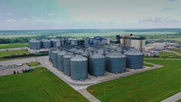 Silos of grain elevator. Plant for storage and processing of grain video