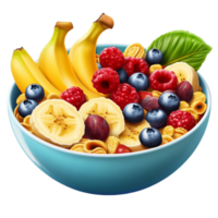 Fruit Bowl with Cereal and Berries png