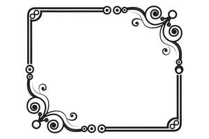a black and white drawing of a square frame with swirls vector