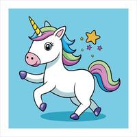 Rainbow Unicorn Character vector