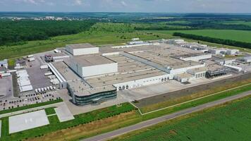 Aerial view of industrial factory. Aerial view of suburban industrial area video