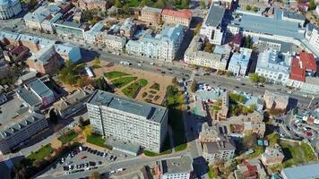 Aerial view of residencial district. Building city abstract aerial drone view video