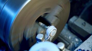 Machine tool in metal factory. Operating on drilling machine at metalworking industry video