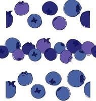 blueberries Food in graphic line style. set of seamless borders Decor for a recipe book. Set of decorative border vector
