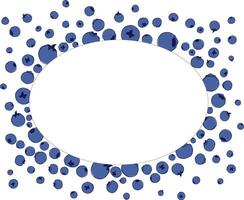 oval geometric frame with ripe blueberries on white isolated background. graphic line illustration. vector