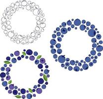 Fresh berries circle round frame set. templates of graphic line berries. Clip art, element for design. vector