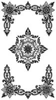 Ornament portrait black on corner frame vector