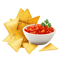 Chips and Salsa in Bowl with Parsley Garnish png