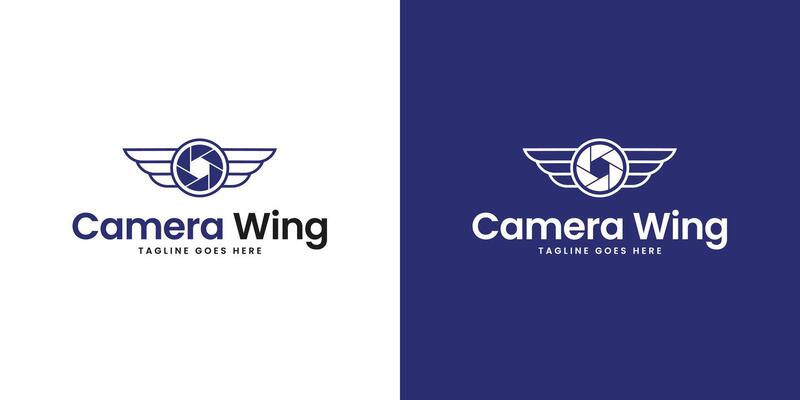 Camera and wing logo design for creative photography and freedom of expression concept symbol illustration