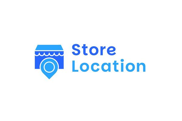 Retail logo design template. Store and location pin icon concept symbol illustration