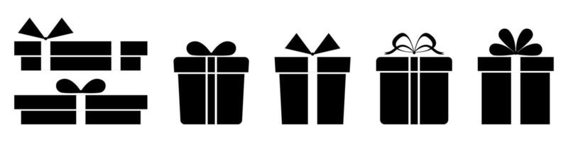 Set of gift boxes in trendy flat style isolated on white background. Silhouettes of gift boxes vector
