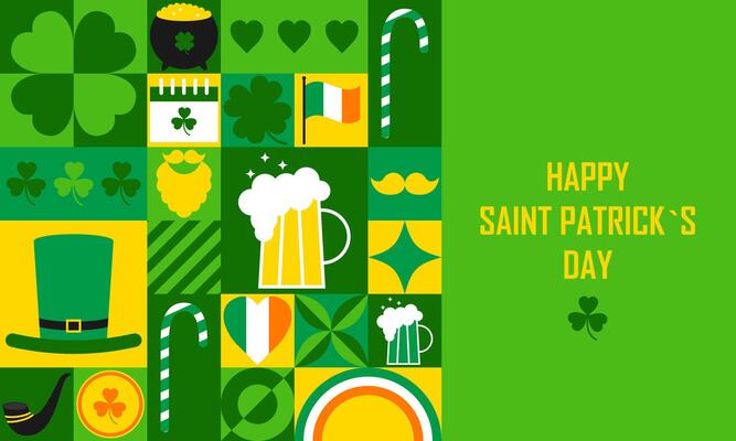 Happy Saint Patricks Day Template Design for Background, Banner, Card, Poster with Text. EPS10 Illustration