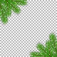 Christmas square frame with realistic pine branches and snow on transparent background. illustration vector