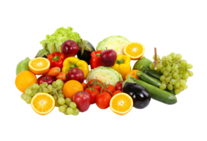 A bunch of fruits and vegetables on a transparent background png