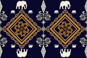 Geometric ethnic embroidery patterns on black background vector