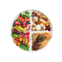 A plate with food on it and a transparent background png