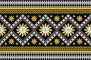 Geometric ethnic embroidery patterns design on black background vector
