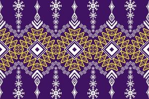 Geometric ethnic embroidery patterns design on purple background vector