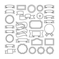 Set Of Different Ribbons. Design Icons For Greeting Cards, Banners, Invitations. Line Art Design Element. vector
