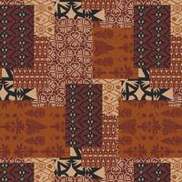 Vintage hand drawn patchwork pattern with geometric ornaments, stylized flowers, dots, plants and lace. vector