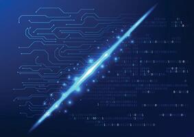 Abstract technology background. Number codes linked to technology circuits represent software writing. Development of AI or self-learning artificial intelligence programs. vector