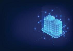 Server attached technology involves connecting storage to a server that is accessible over the Internet and provides high security. vector