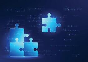 Numerical code and jigsaw technology represents the development of software systems, coding and technical problem solving, as well as the connection and processing of information in the digital world. vector