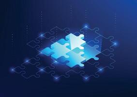 Jigsaw puzzle background represents teamwork, coordination and collaboration in business to achieve goals and success in the organization. vector