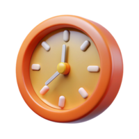 Orange clock isolated 3d render png