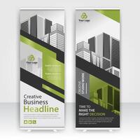 Greenery Roll up layout template mock up. flag flyer banner backdrop design. vector