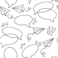seamless pattern in doodle style. speech bubbles, message, chatting vector