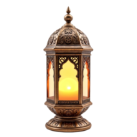 traditional arabian lantern with intricate design and glowing light isolated on transparent background png