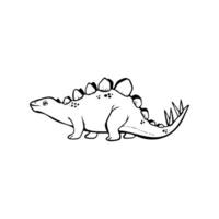 A dinosaur coloring page with a black and white outline vector