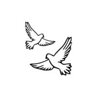 Two birds flying in the air on a white background vector