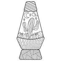 Antistress coloring, lava lamp with cactus vector