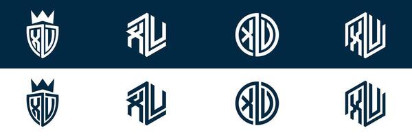 XU UX letter logo set design vector