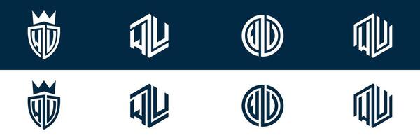WU UW letter logo set design vector