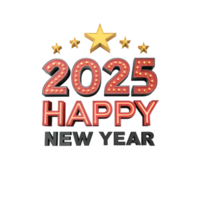 3d texting 2025 Happy New Year transparent background png