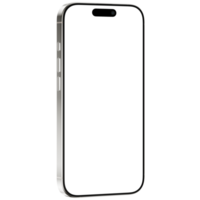 White titanium smartphone mockup template in isometric style. With no background. png