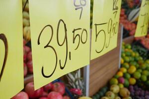 Explore Fresh Market Produce with EyeCatching Price Tags Displayed in Vibrant Colors photo