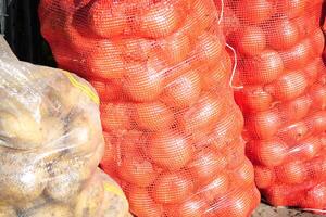 Discover vibrant Vegetable Bags with Red Onions, Potatoes, and more delightful produce photo