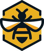 the bee logo, with a black and yellow bee vector