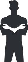 a silhouette of a man with arms crossed vector